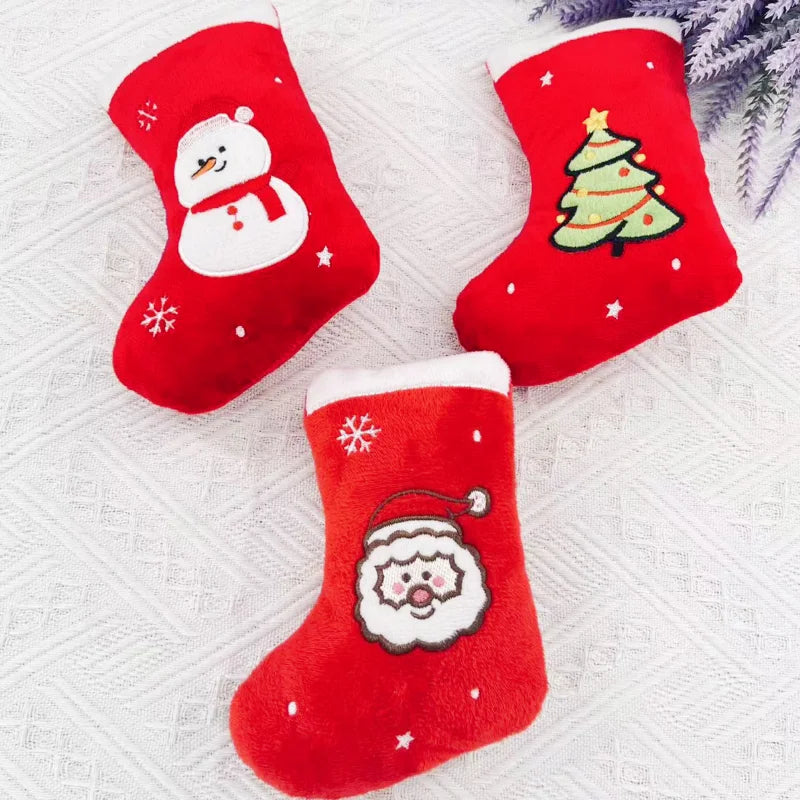 Christmas Squeaky Plush Stocking Dog Toy