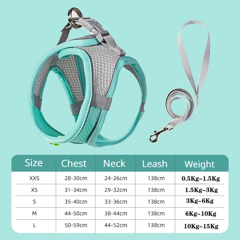 Adjustable Harness and Leash Set for Small Dogs, Puppies & Cats