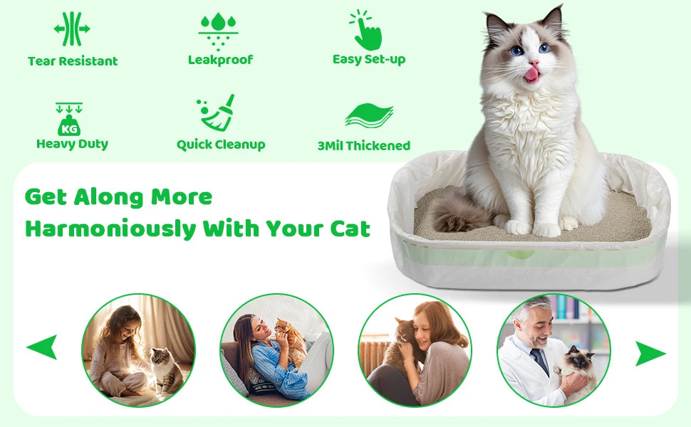 Extra-Thick Jumbo Cat Litter Pan Liners with Drawstring