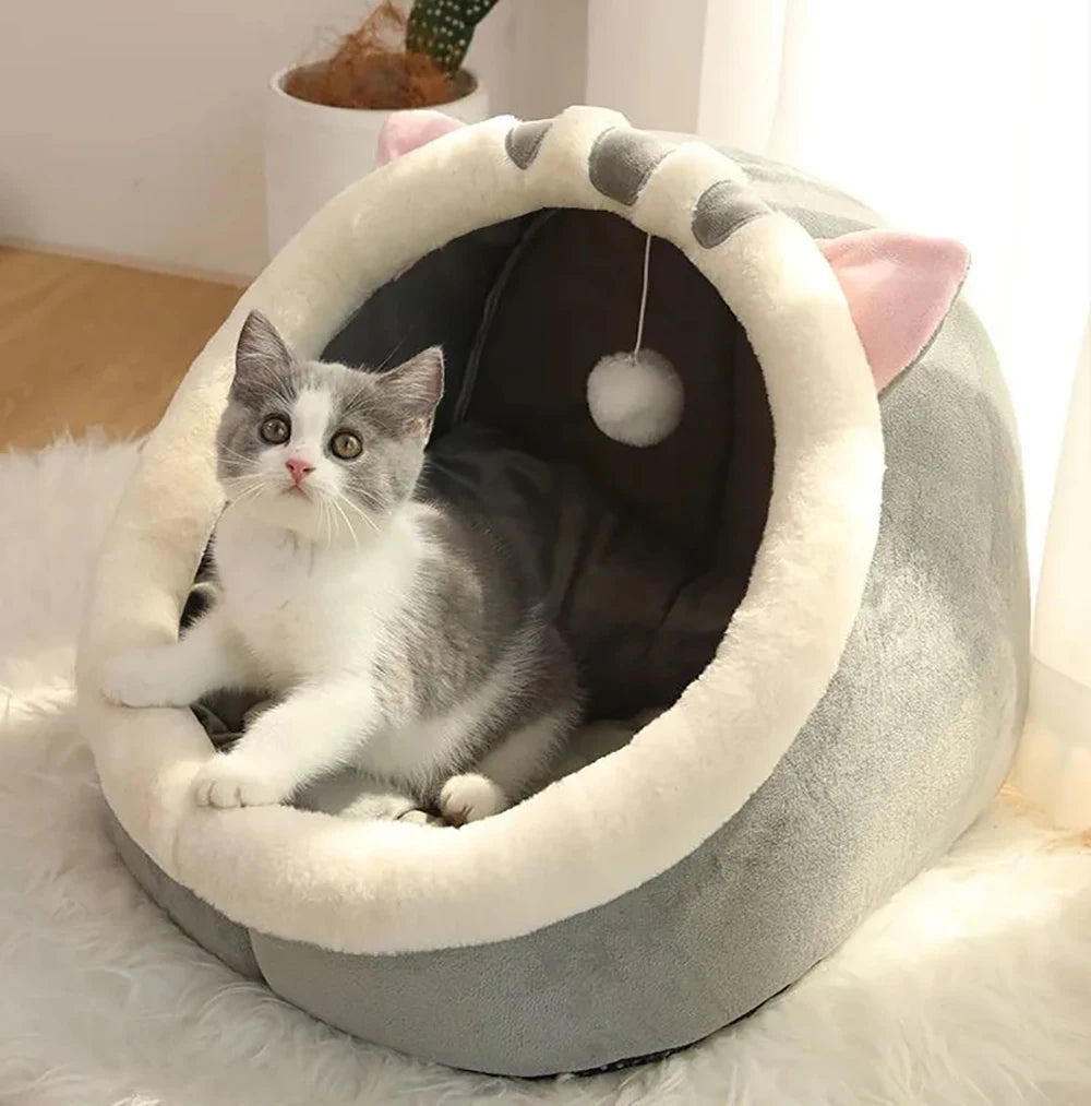 Self-Warming Pet Tent Cave Bed for Cats & Small Dogs, Washable