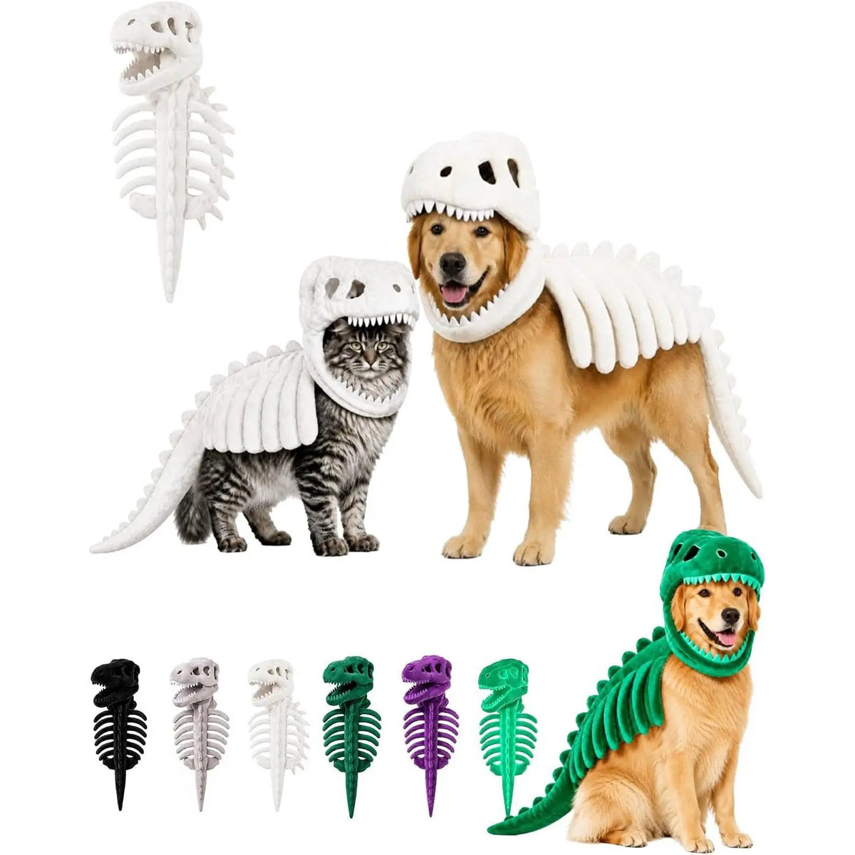 Funny Dinosaur Skeleton Pet Costume for Dogs and Cats Halloween