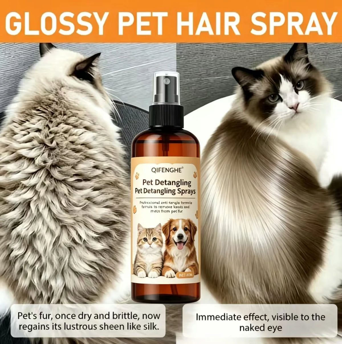 Pet Detangling Spray, Leave-In Conditioner for Dogs & Cats, 50ml