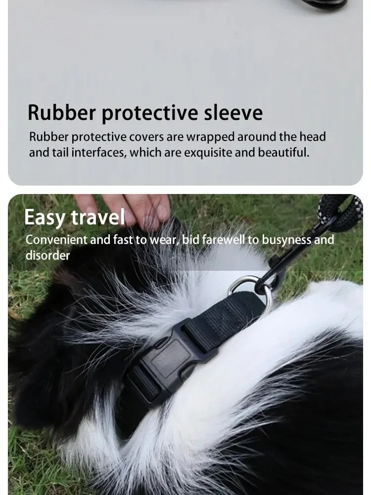 Reflective Nylon Round Dog Leash, No-Strangle Walking Lead