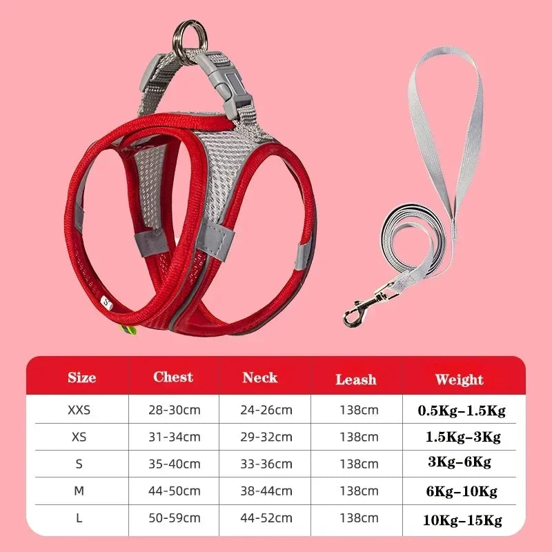 Adjustable Harness and Leash Set for Small Dogs, Puppies & Cats