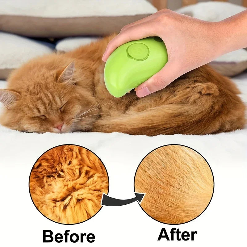 3-in-1 Electric Steam Grooming Brush for Dogs & Cats, Detangling