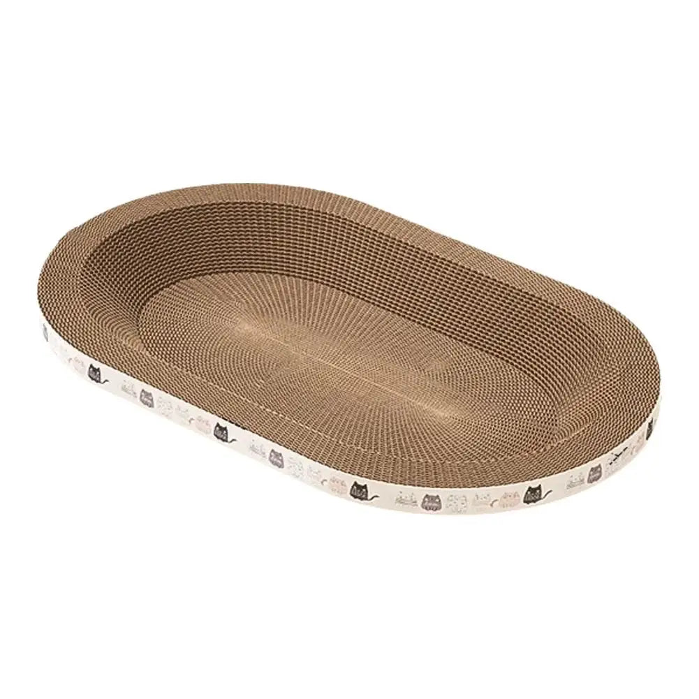 Corrugated Cat Scratcher Bed – Oval Cardboard Scratching Lounge Nest