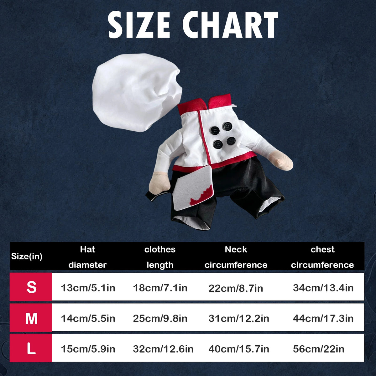 Funny Chef Pet Costume with Hat for Halloween Dress-Up Photos