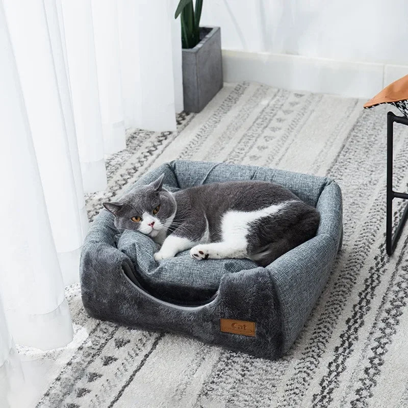 Warm Triangle Cat Tent Bed, Enclosed Cozy Cave for Cats & Small Dogs