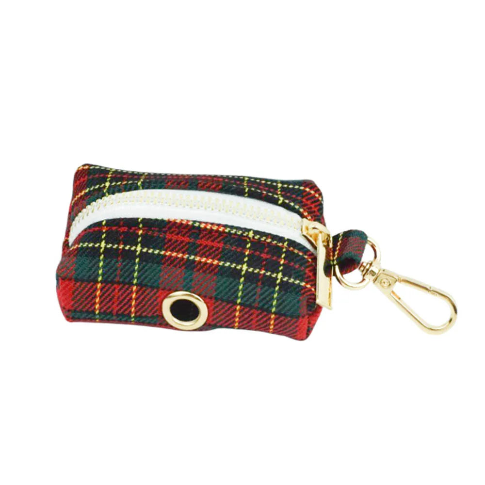 Christmas Dog Collar, Red Lattice Soft Cotton with Bell