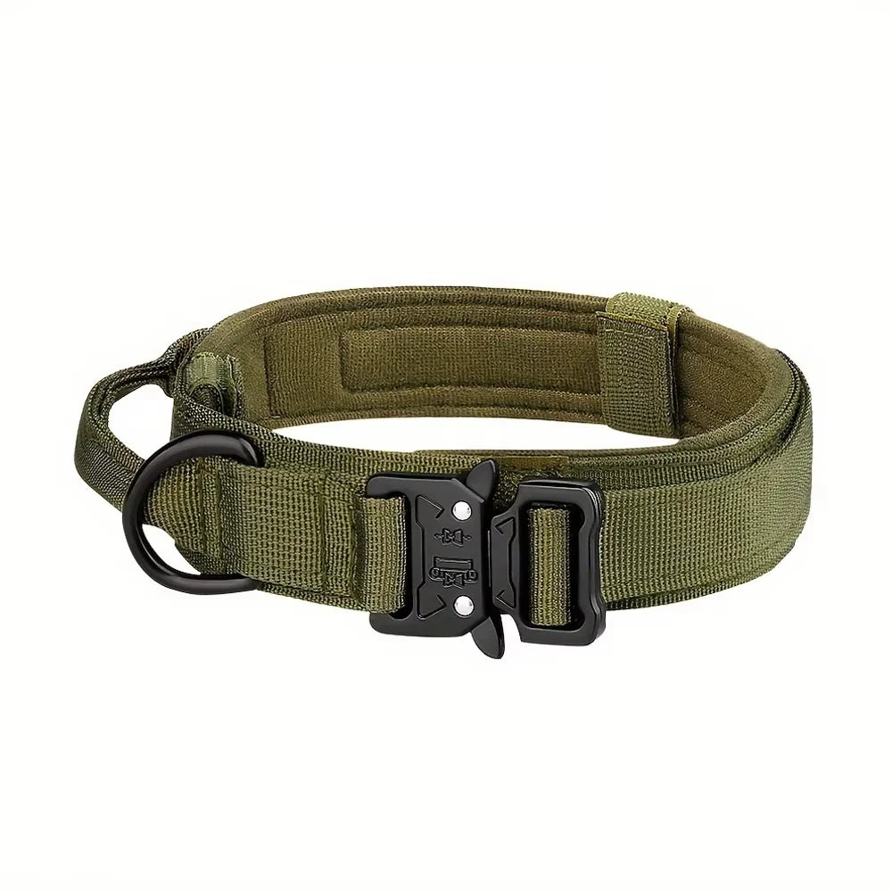 Heavy-Duty Tactical Dog Collar with Control Handle for Large Dogs