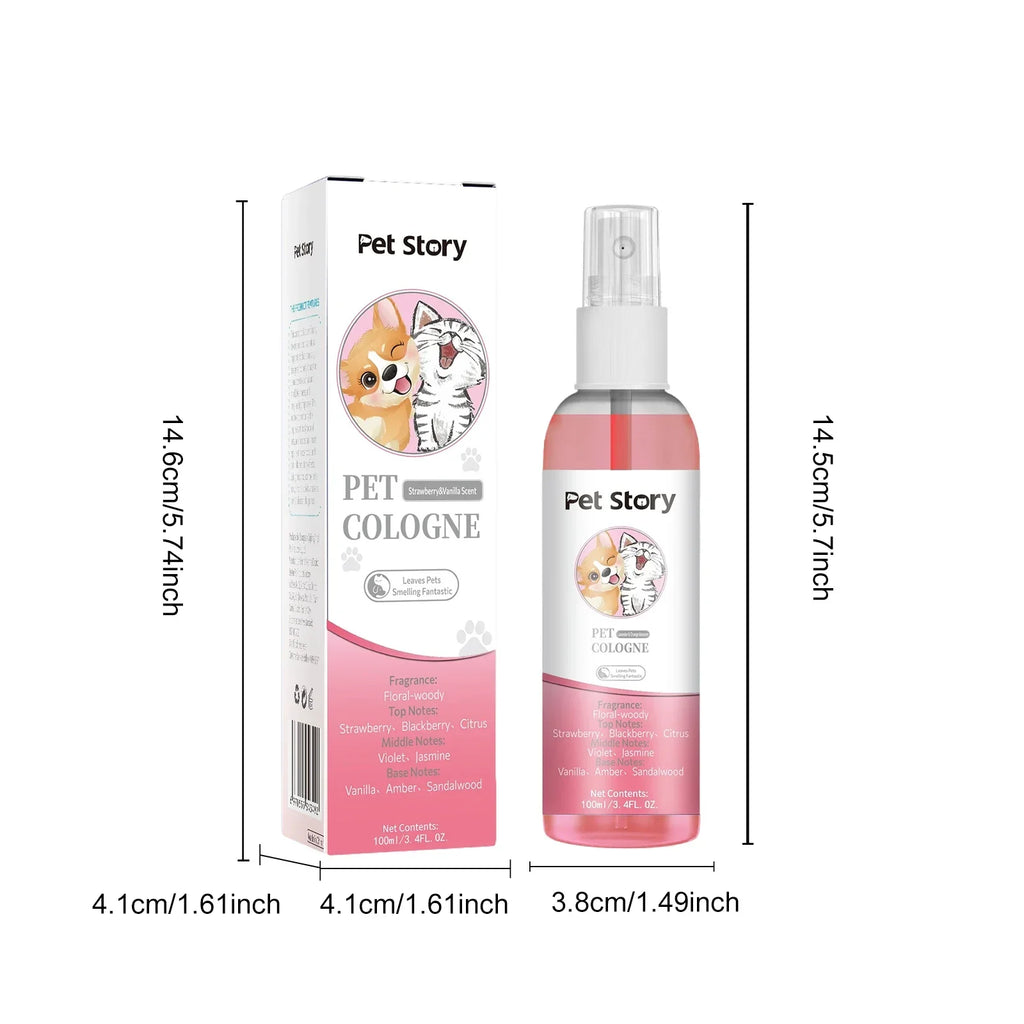 Long-Lasting Pet Cologne Deodorizing Spray for Dogs & Cats, 100ml