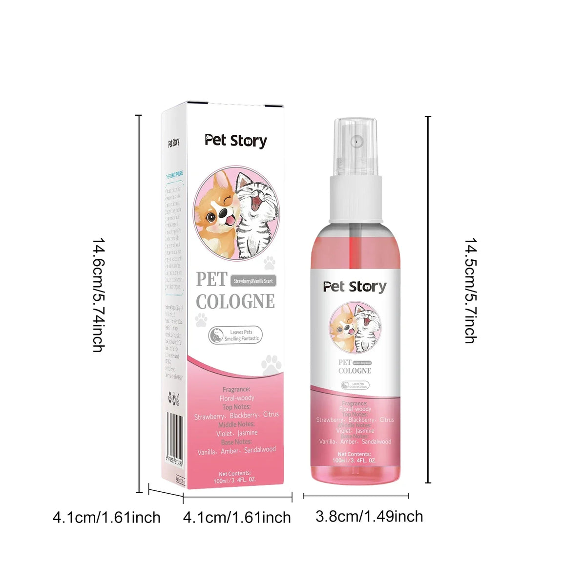 Long-Lasting Pet Cologne Deodorizing Spray for Dogs & Cats, 100ml