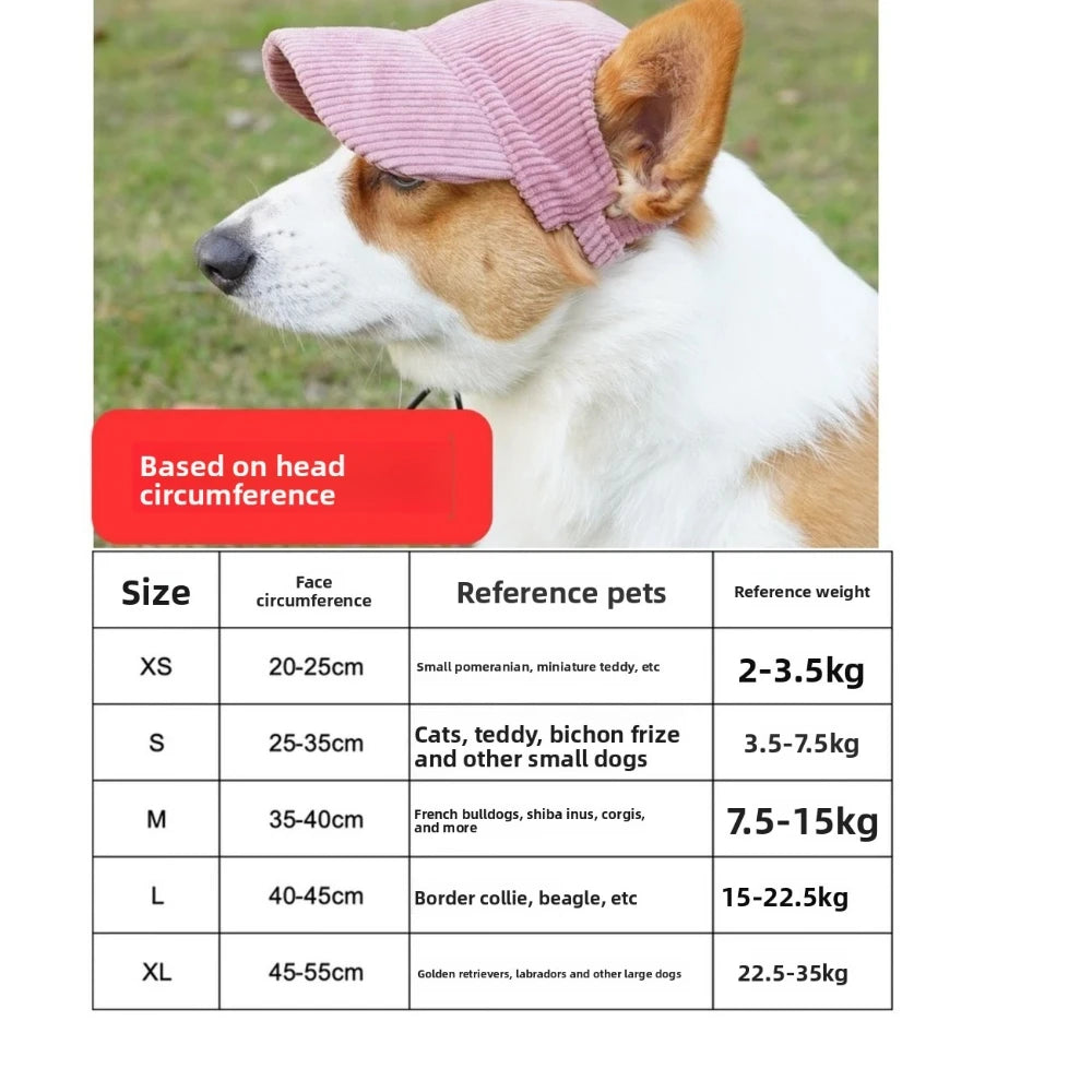 Adjustable Dog Baseball Cap with Ear Holes Pet Sun Hat