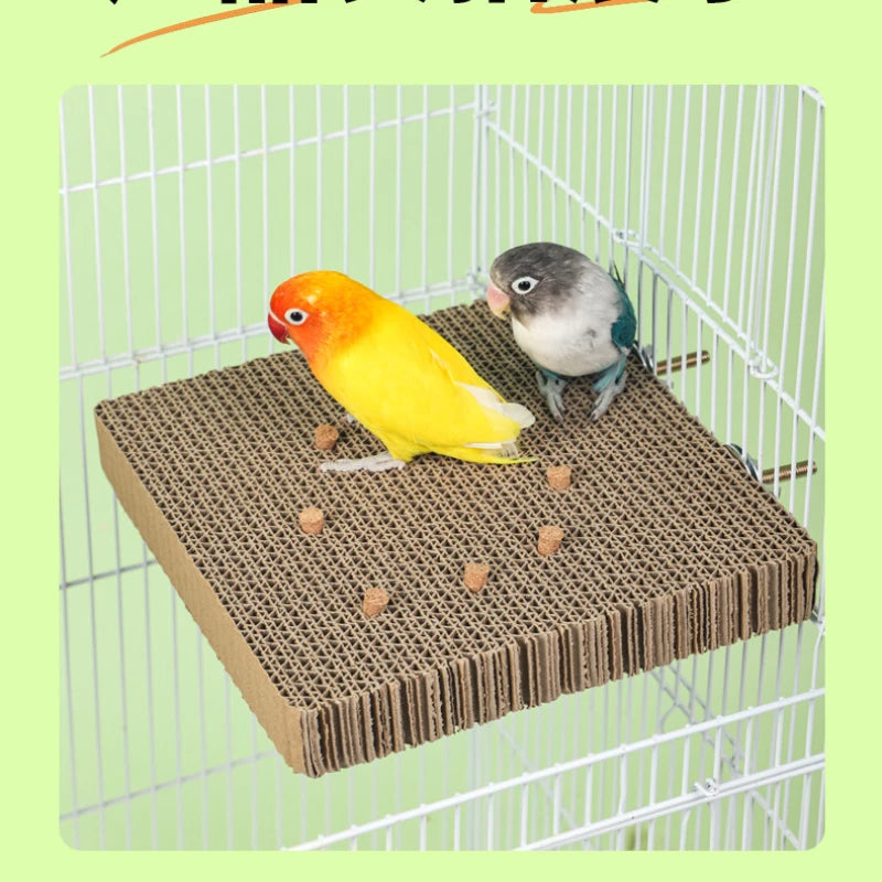 Bird Shredding Foraging Toy with Cork Perch Platform for Parakeets