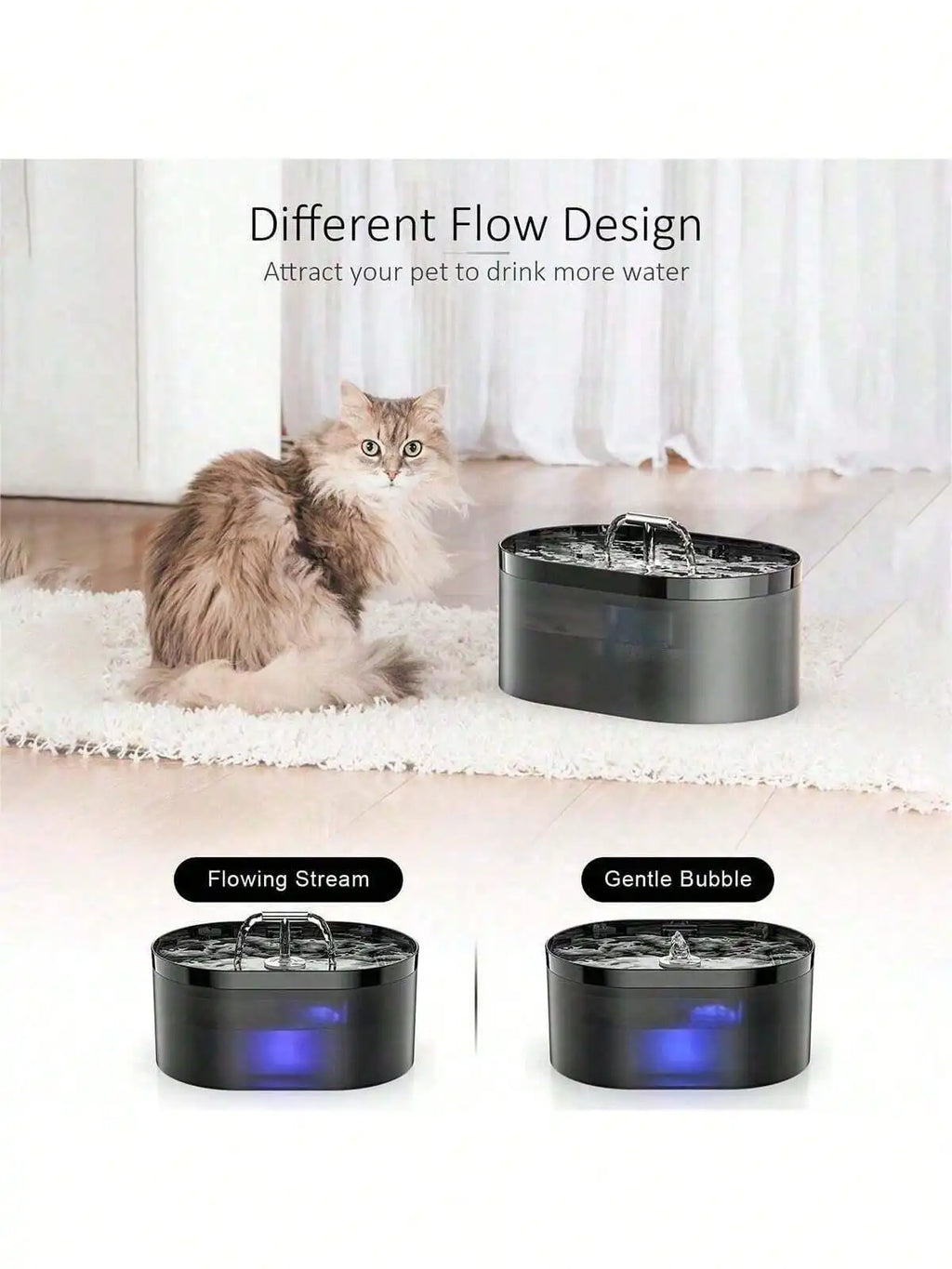 2.2L Quiet Cat Water Fountain with Activated Carbon Filter