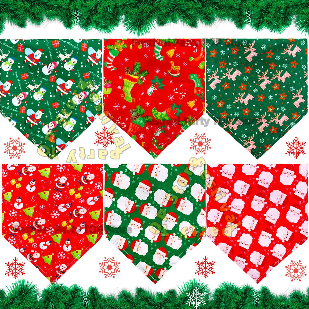 Christmas Dog Bandana Scarf, Holiday Triangle Bib for Dogs & Cats