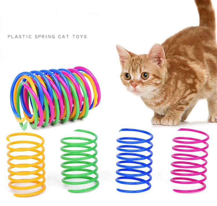 Colorful Cat Spring Coil Toys, Interactive Kitten Spiral Springs
