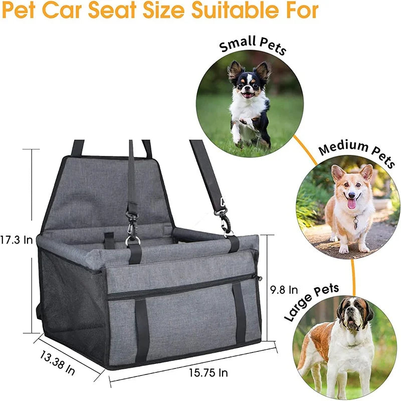 Foldable Dog Car Seat Basket with Safety Leash for Small Pets