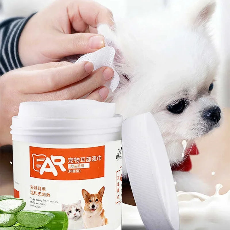 Pet Eye Wipes for Dogs and Cats, Gentle Tear Stain Remover, 130 Ct