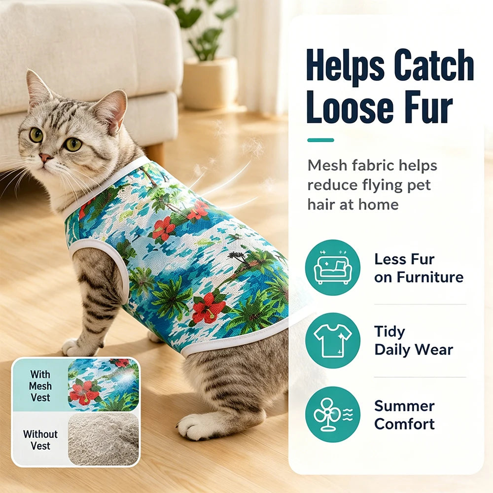 3-Pack Hawaiian Pet Shirts, Lightweight Breathable Cat & Dog Vests