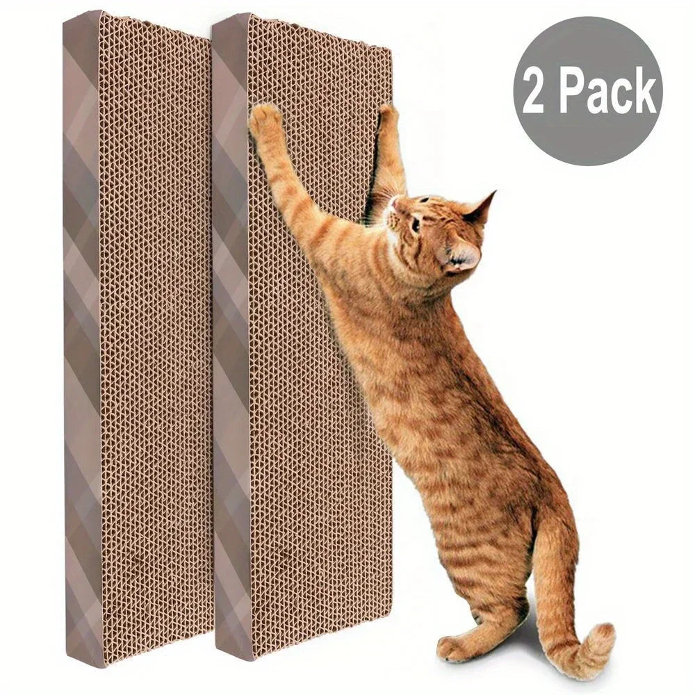 2-Panel Cardboard Cat Scratcher Lounge Bed, Replaceable Pad