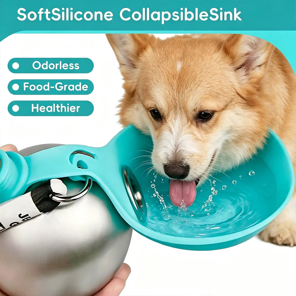 2-in-1 Portable Dog Water Bottle and Bowl for Walks and Travel