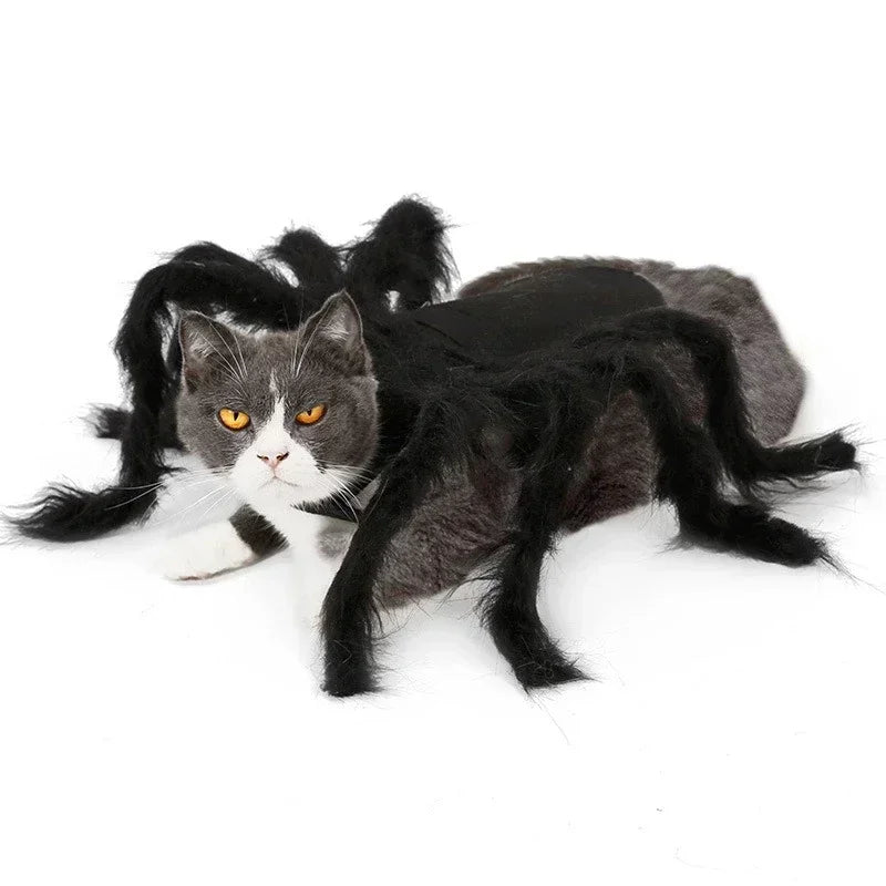 Furry Spider Costume for Dogs and Cats, Easy-On Halloween Pet Outfit