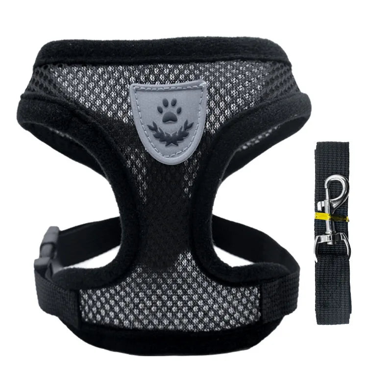 Breathable Dog Chest Harness with Leash – Summer Mesh Vest Set