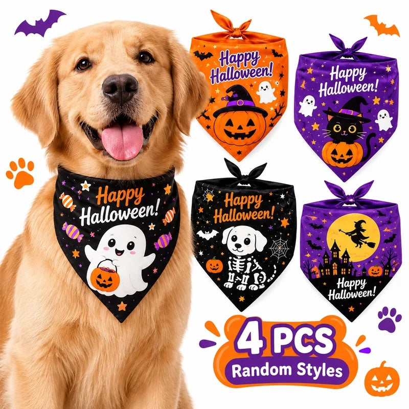 Halloween Dog Bandana Scarf for Large Dogs, Festive Neckerchief