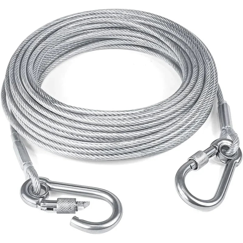 Double-Headed Dog Tie Out Cable, Rust-Proof Steel Wire Leash