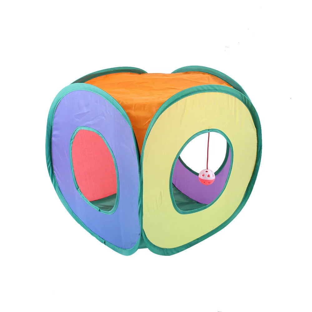 Foldable Cat Play Tunnel, Crinkle Peek-a-Boo Tube Toy