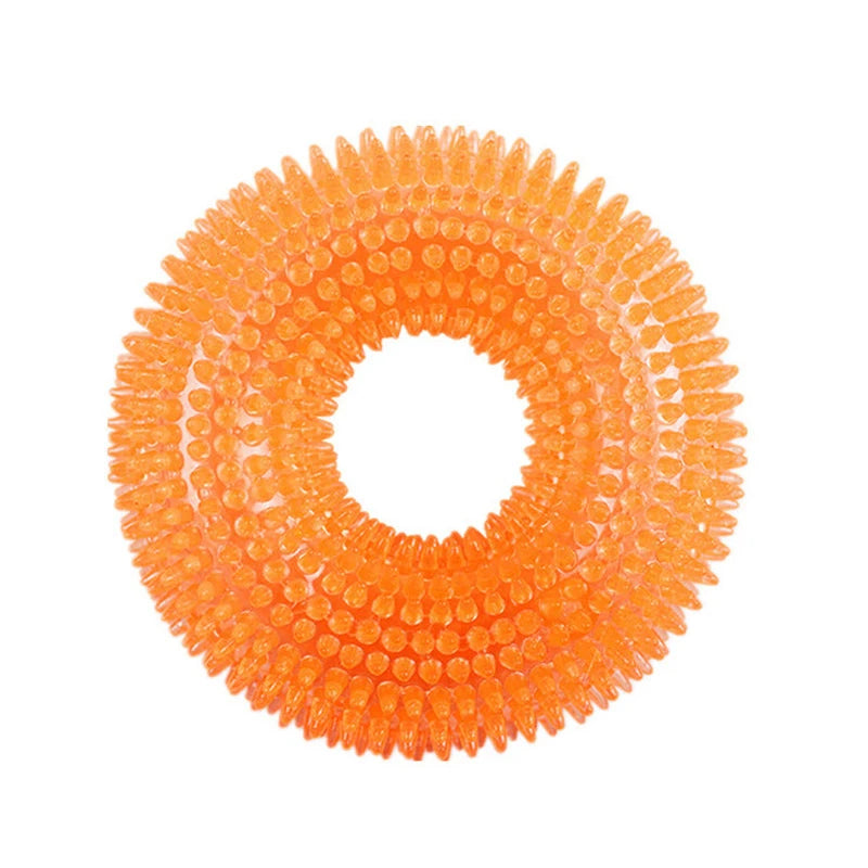 Squeaky Spiky Ring Dog Chew Toy, Tooth Cleaning TPR Puppy Toy