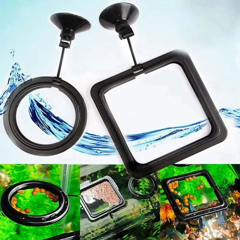 Floating Aquarium Feeding Ring with Suction Cup, Fish Food Feeder Station