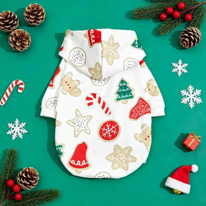 Christmas Printed Pet Hoodie for Dogs & Cats, Holiday Outfit