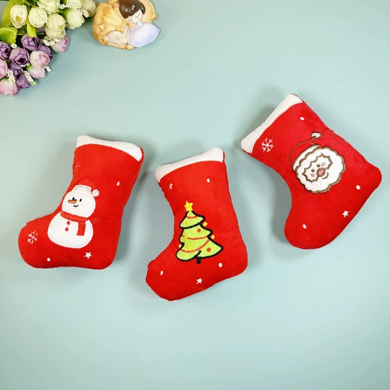 Christmas Stocking Plush Squeaky Dog Toy, Durable Chew Toy
