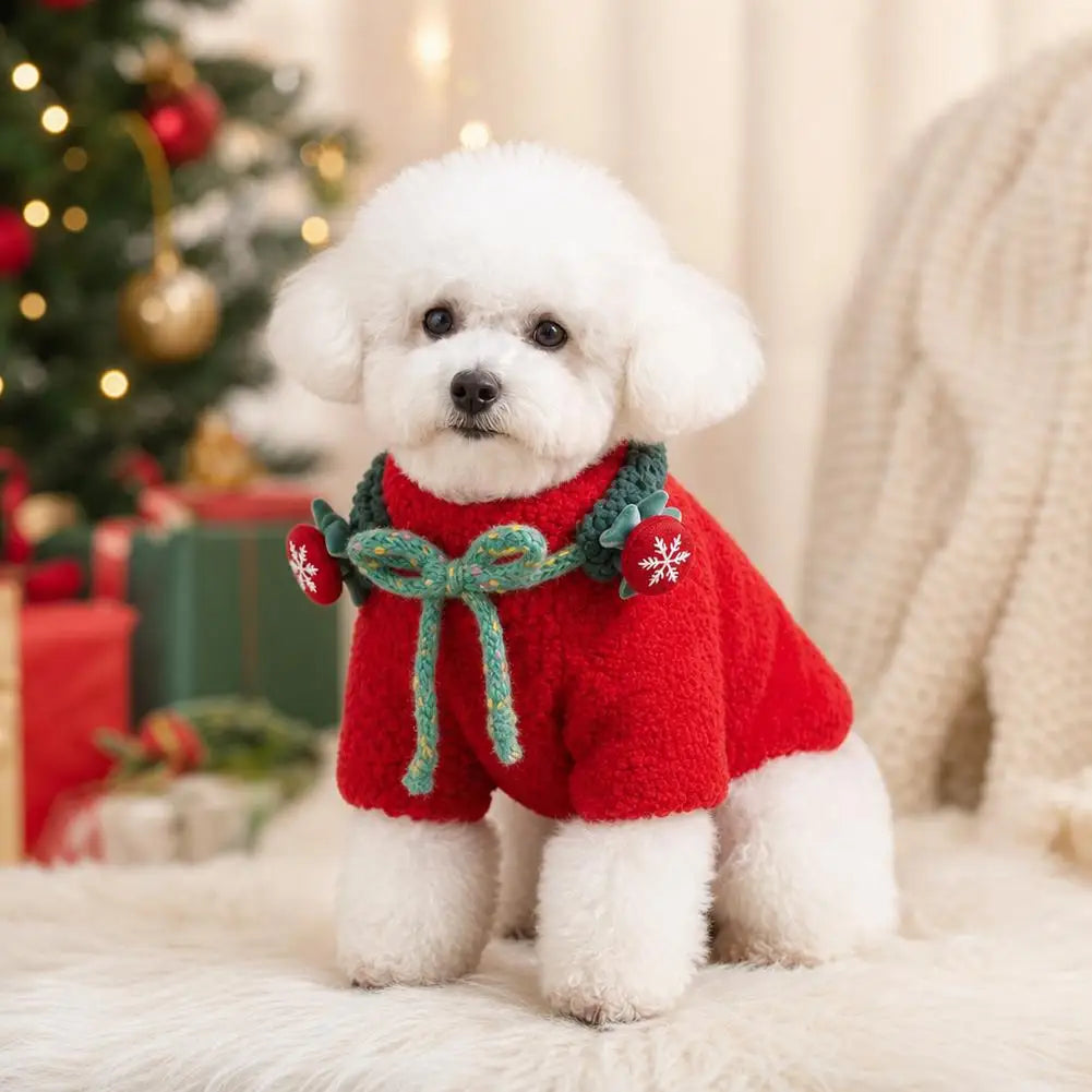 Christmas Red & Green Dog Sweater, Xmas Holiday Pet Clothes