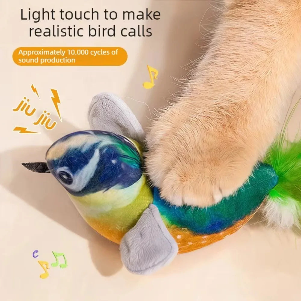 Wall Hanging Squeaky Bird Cat Toy with Catnip, Self-Play Chase Teaser