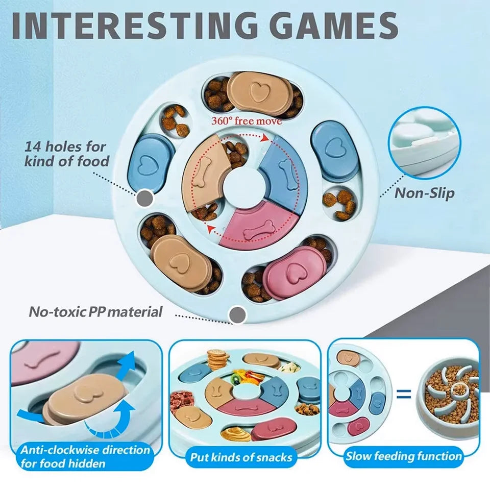 Dog Puzzle Slow Feeder Bowl – Interactive Treat Toy for Dogs & Cats