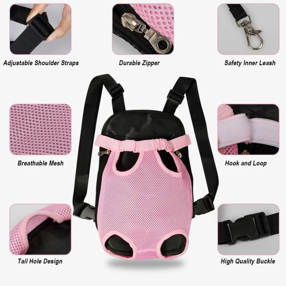 Front Chest Dog Backpack Carrier for Cats & Small Dogs Travel Hiking