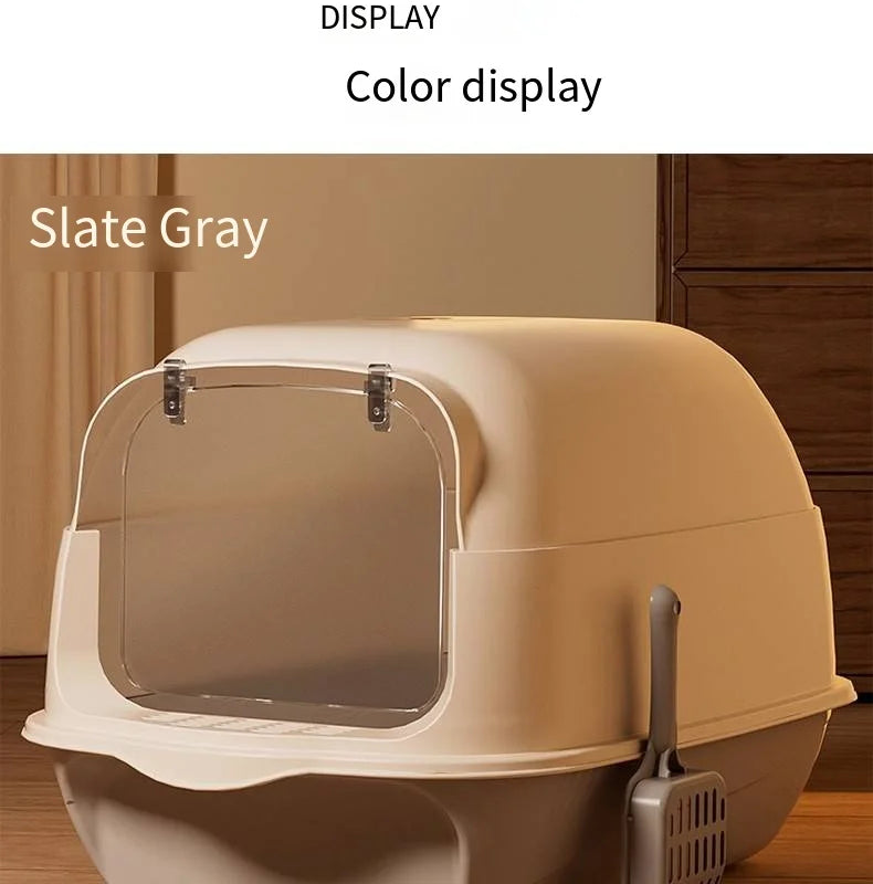 Fully Enclosed Drawer Cat Litter Box with Splash-Proof Anti-Odor Lid