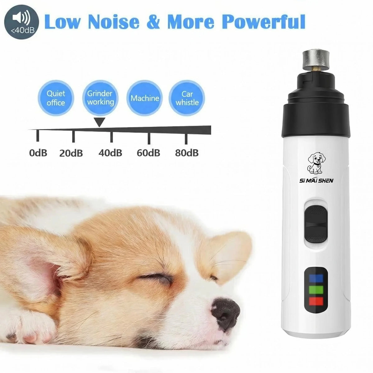 Quiet Rechargeable Pet Nail Clipper & Grinder for Dogs & Cats