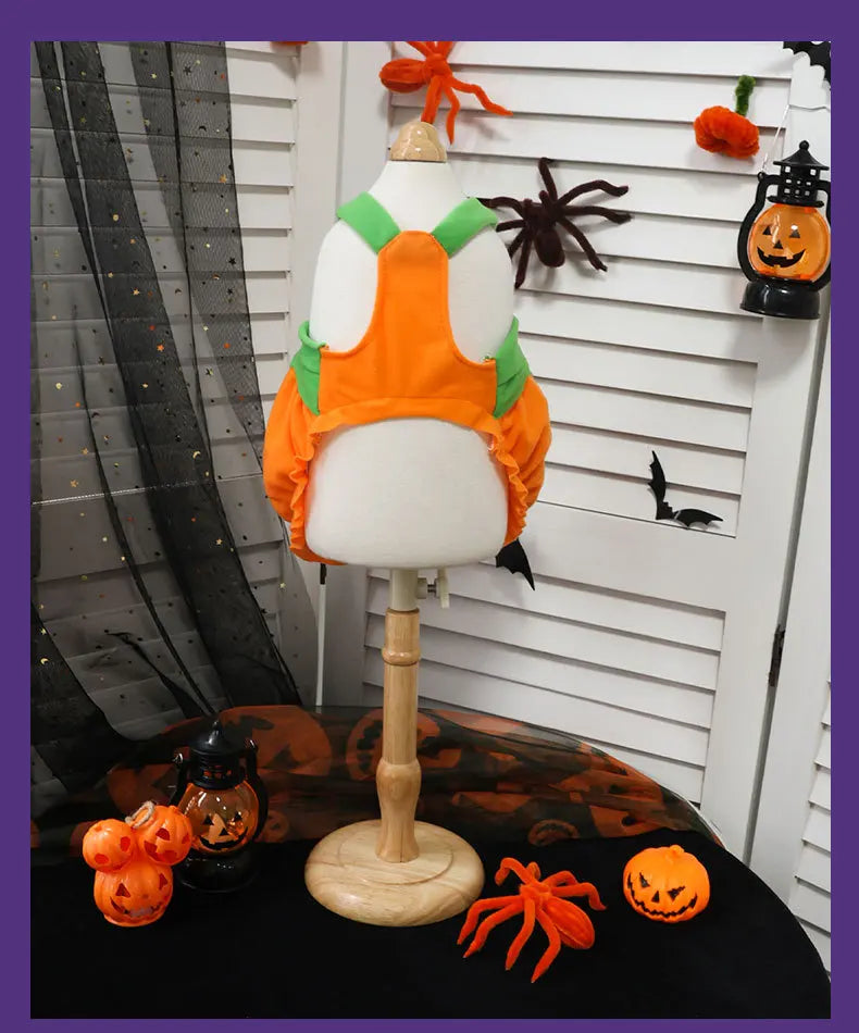 Halloween Pumpkin Overall Costume Dress for Small Dogs & Cats