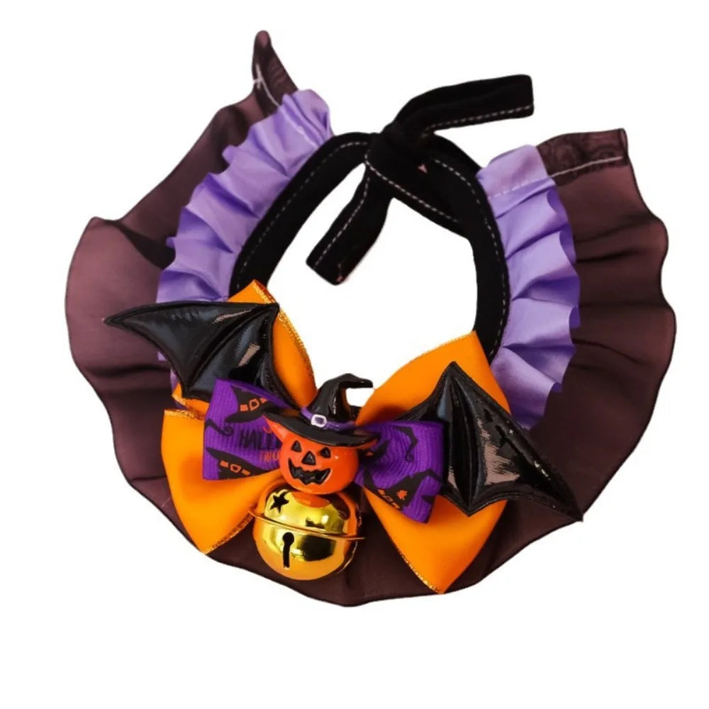 Halloween Lace Pumpkin Bat Wings Collar Bib for Cats & Dogs