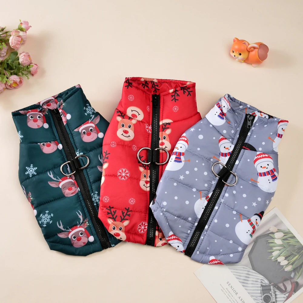 Christmas Snowman Print Dog Jacket for Small & Medium Dogs