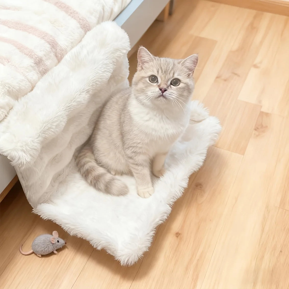 Cat Bedside Hammock, Plush Washable Bed Attachment for Indoor Cats