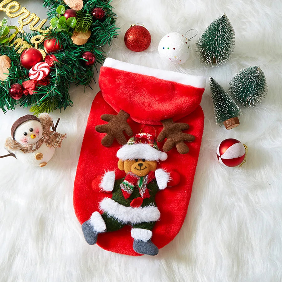 Christmas Flannel Pet Hoodie for Small & Medium Dogs and Cats