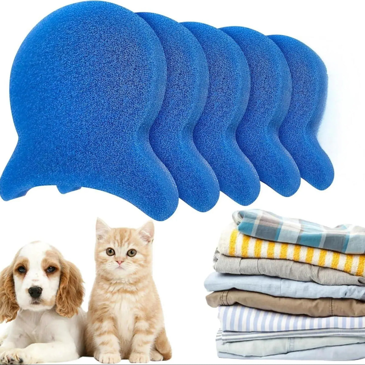5-Pack Reusable Pet Hair Catcher Balls for Laundry and Dryer