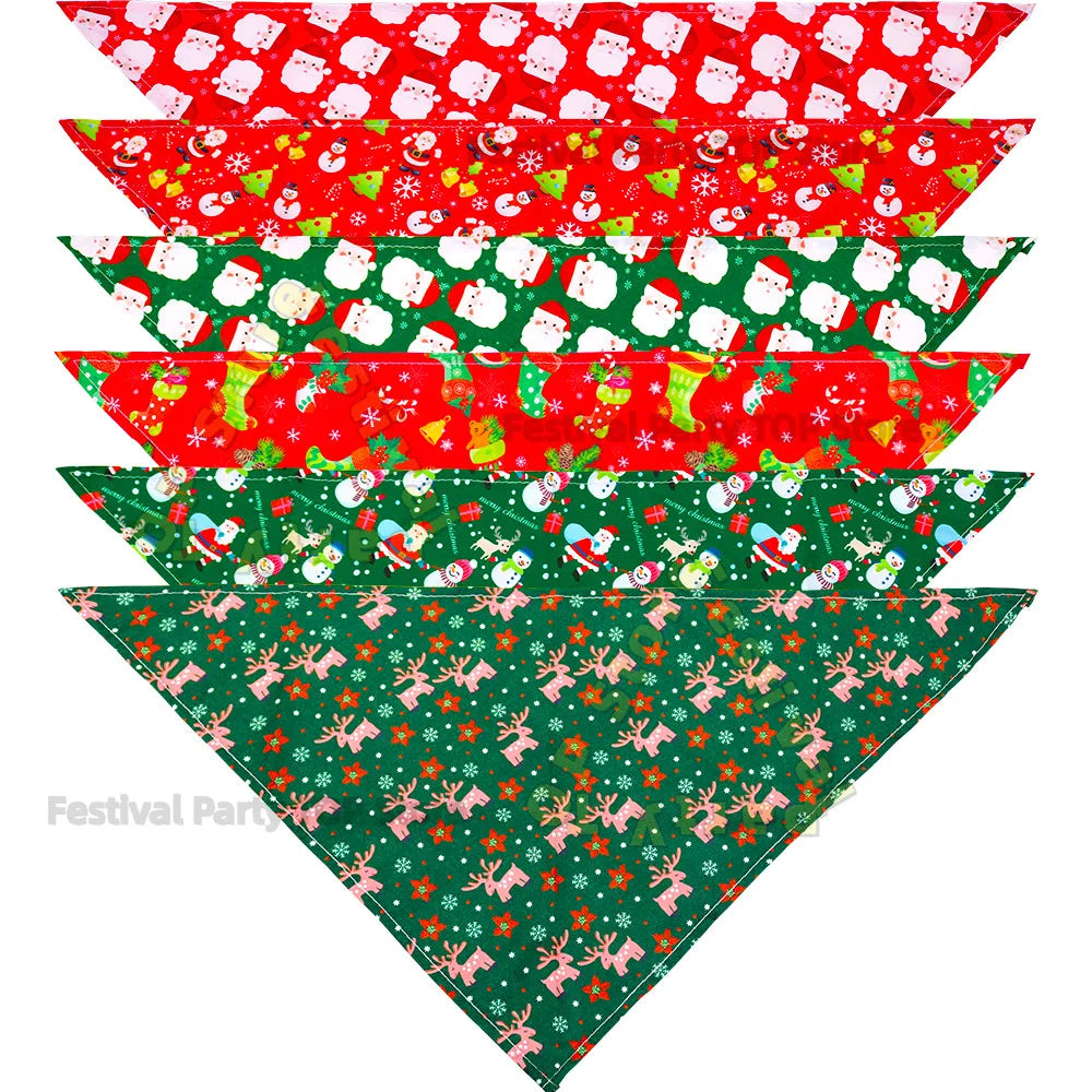 Christmas Dog Bandana Scarf, Holiday Triangle Bib for Dogs & Cats