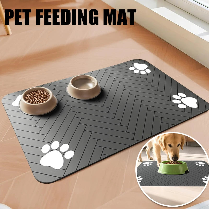 Absorbent Pet Feeding Mat with Waterproof Rubber Back