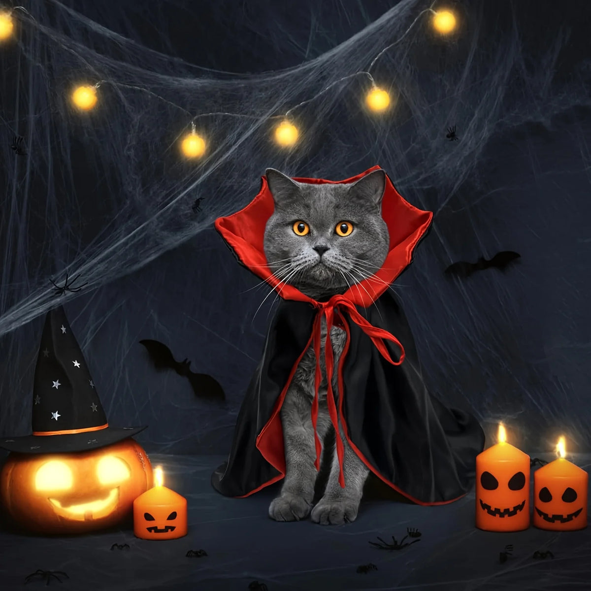 Halloween Vampire Devil Cape Costume for Dogs & Cats Cosplay Outfit